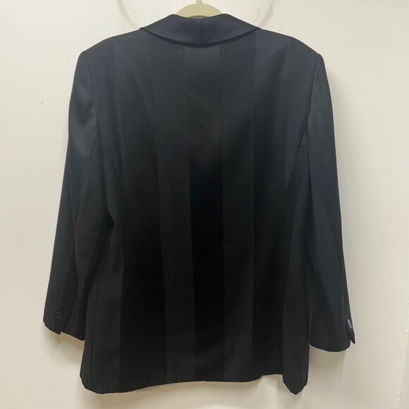 Burberrys Black Striped Wool Single-Button Blazer Jacket 14 - Picture 6 of 12